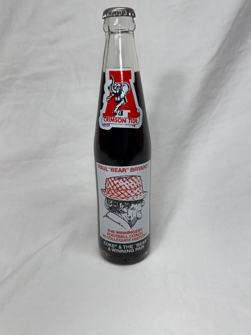 Bear Bryant University of Alabama Commemorative Coca Cola Bottle
